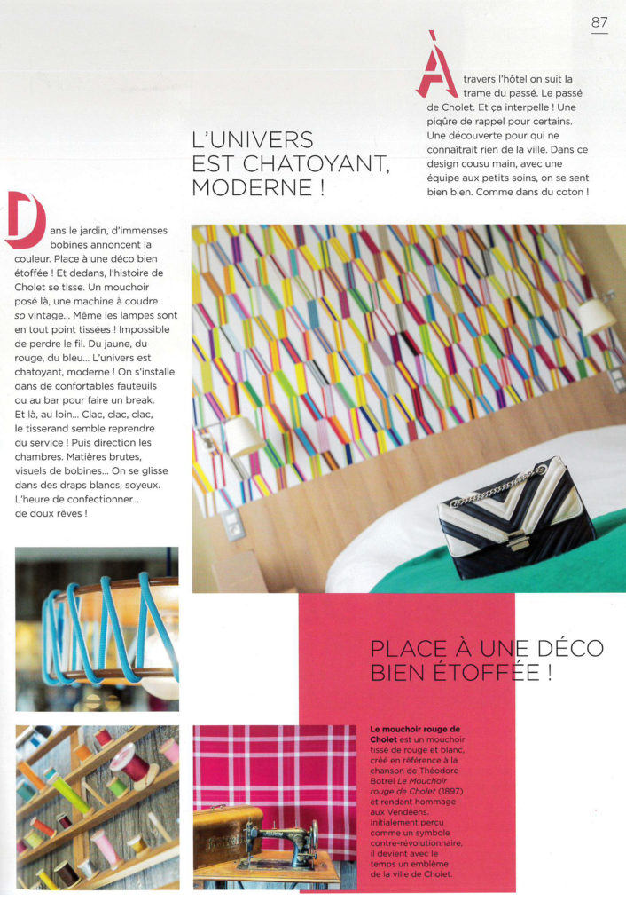 Parution de l'hôtel Ibis Styles Cholet sur le thème du textile dans le livre collector d'Ibis Styles