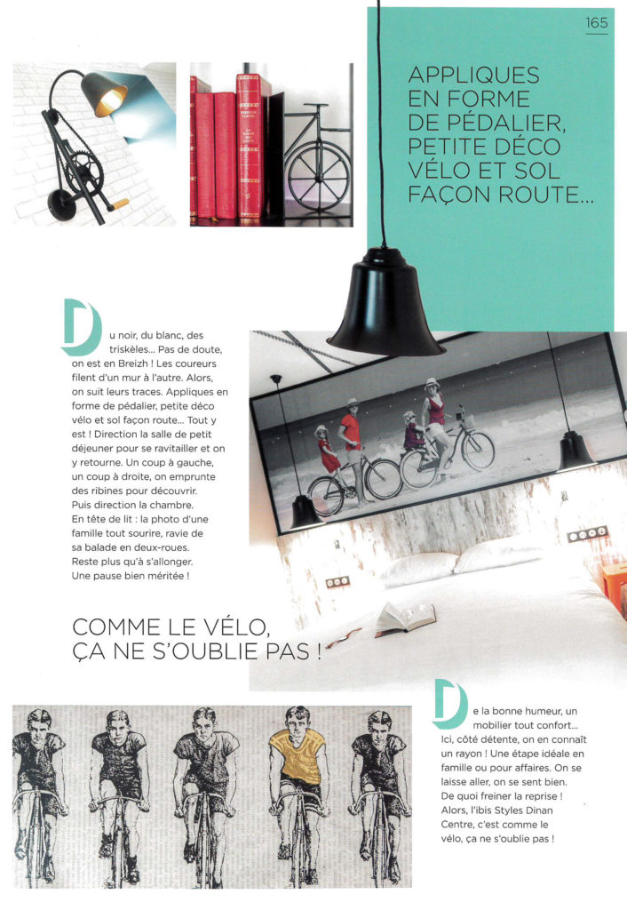 Parution de l'hôtel Ibis Styles de Dinan sur le thème du vélo en Bretagne dans le livre collector d'Ibis Styles