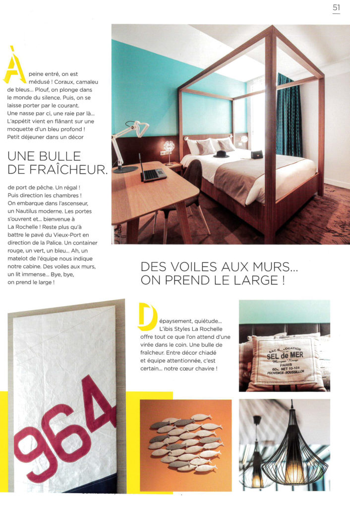 Parution de l'hôtel Ibis Styles La Rochelle Centre sur le thème de la mer dans le livre collector d'Ibis Styles