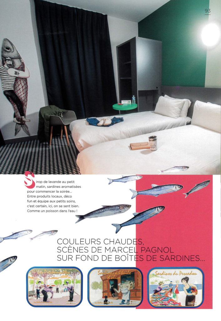 Parution de l'hôtel Ibis Styles Marseille Vieux-Port sur le thème des sardines dans le livre collector d'Ibis Styles