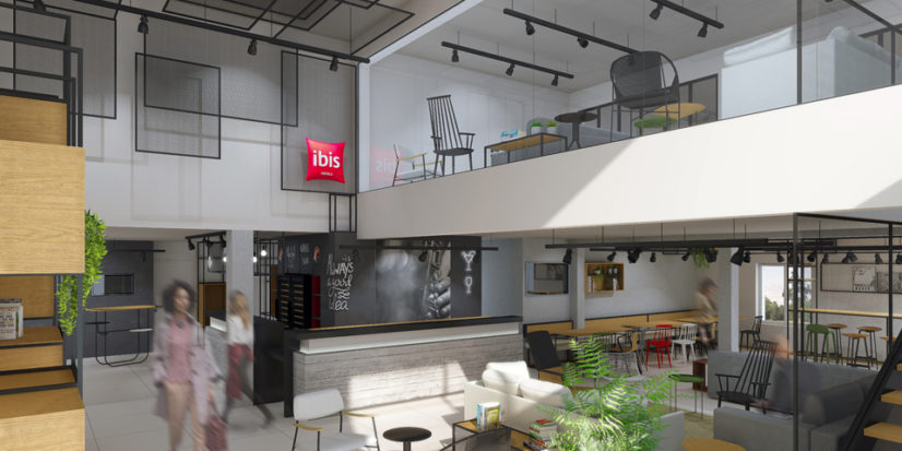 Décoration et aménagement intérieur sous le concept Plaza de l'hôtel ibis de Dijon