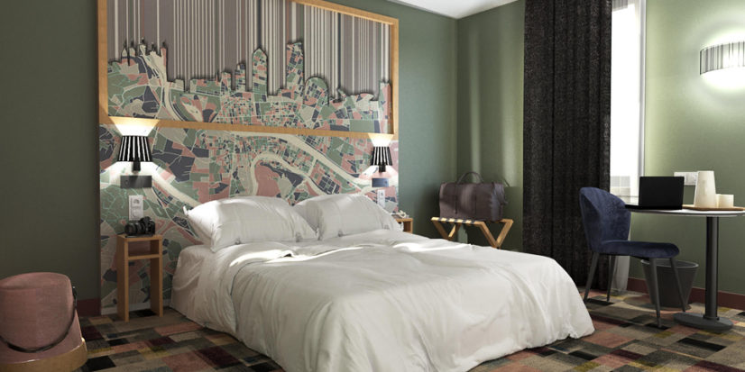 Aménagement et décoration des chambre de l'ibis Styles de Lyon Croix Rousse