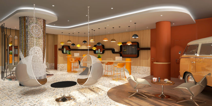 Concours rénovation hôtel Mecure de Rennes sur le thème années 70