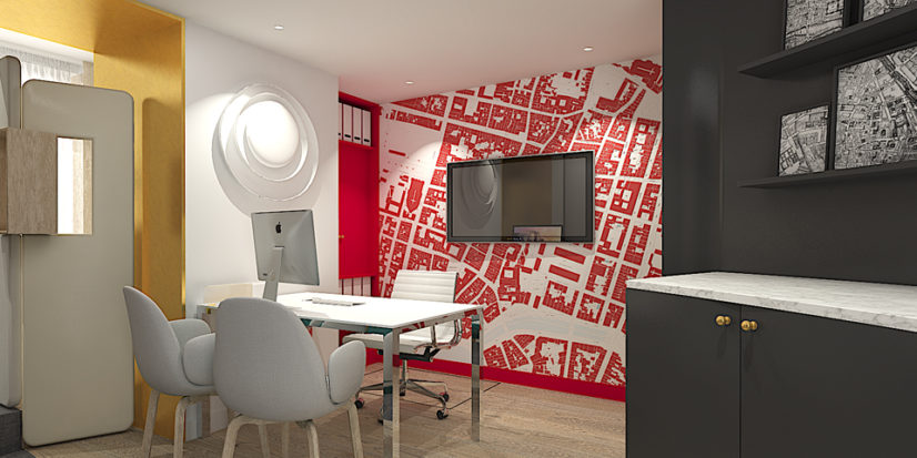 Aménagement agence immobilière Orpy, architecte intérieur La Rochelle