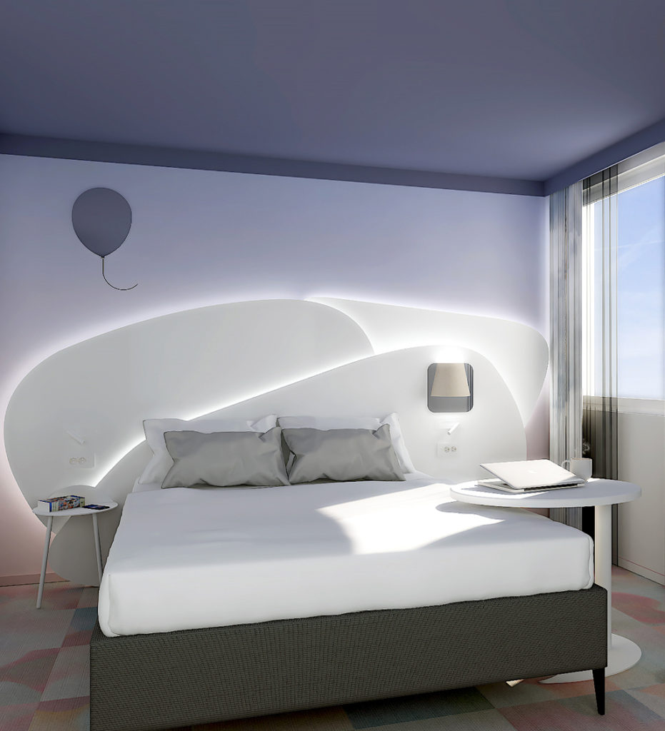 Réalisation d'une chambre inspirée des nuages pour un hôtel Ibis Styles à Eybens