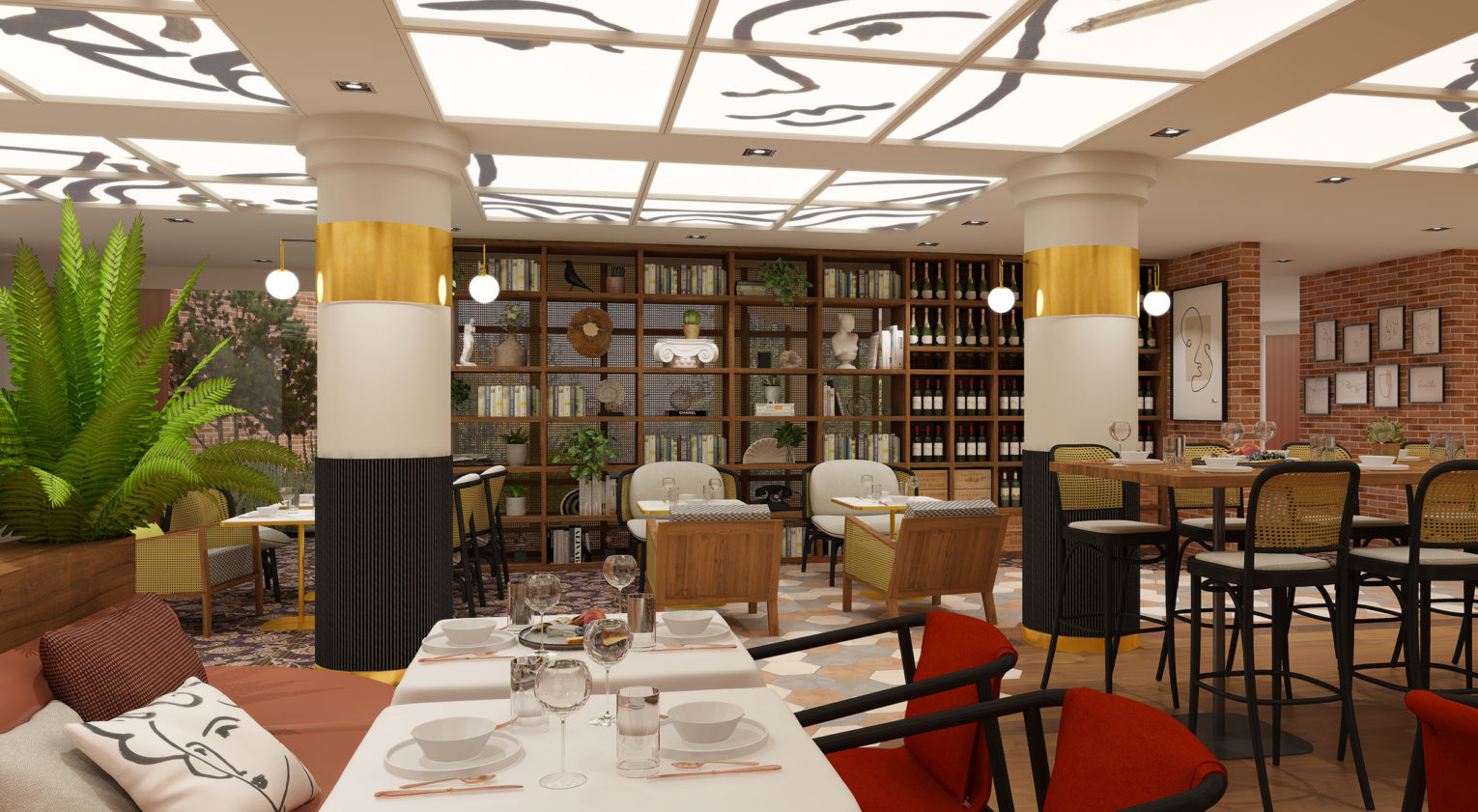 Réalisation de l'agencement et de la décoration intérieur du restaurant la Belle époque du Mercure de Villefontaine