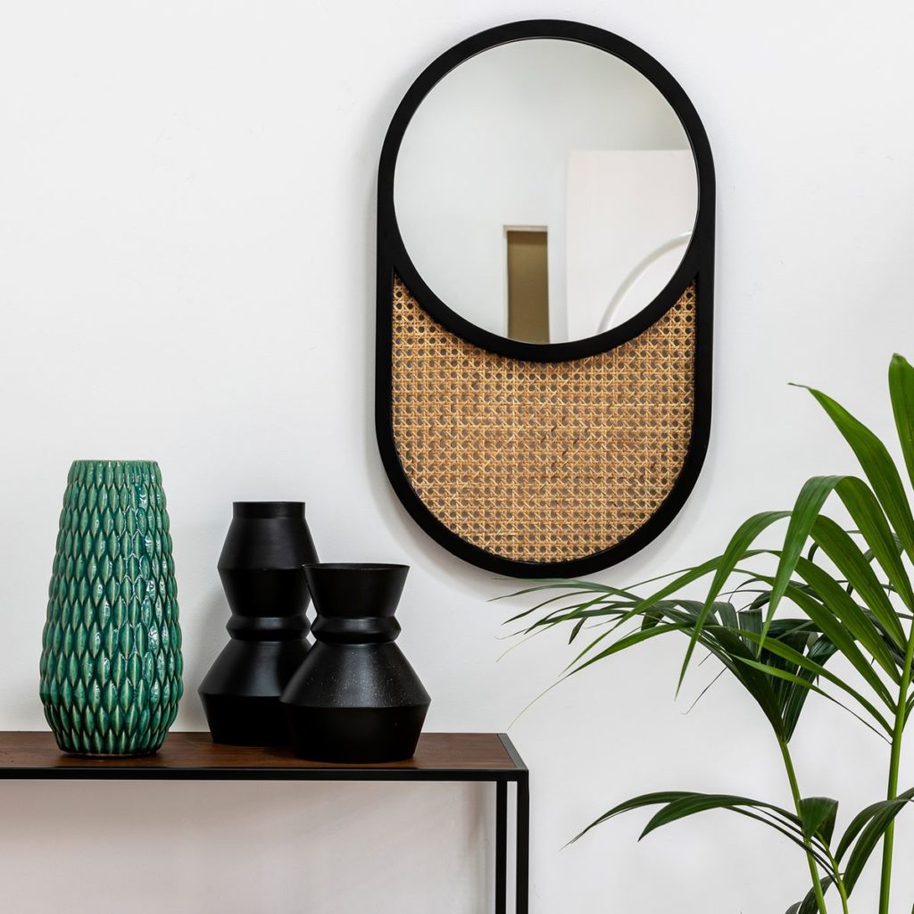 Miroir rond en cannage tendance