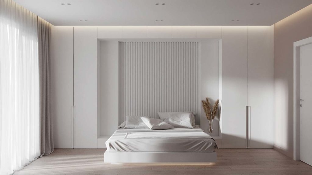 Une chambre total blanc dans un esprit wabi sabi minimaliste