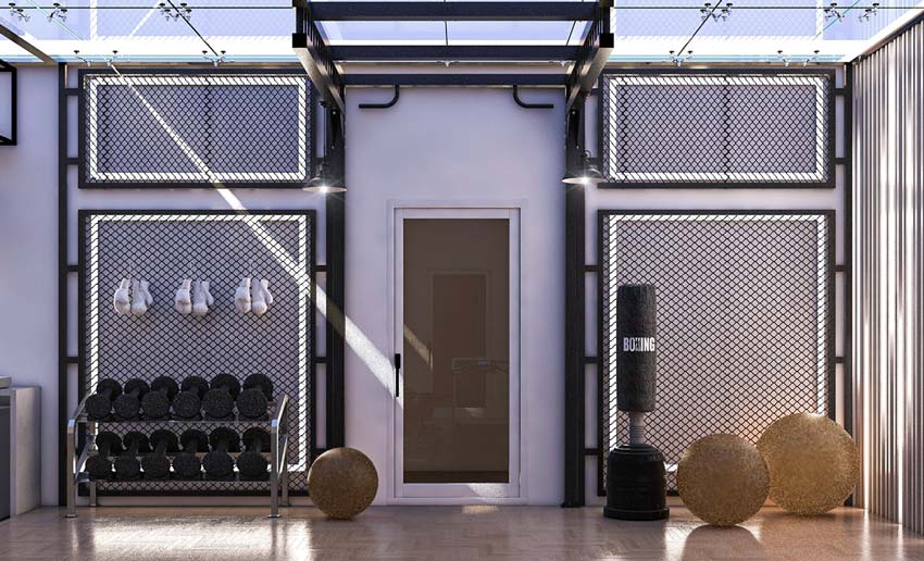 Un espace de musculation sur un rooftopq