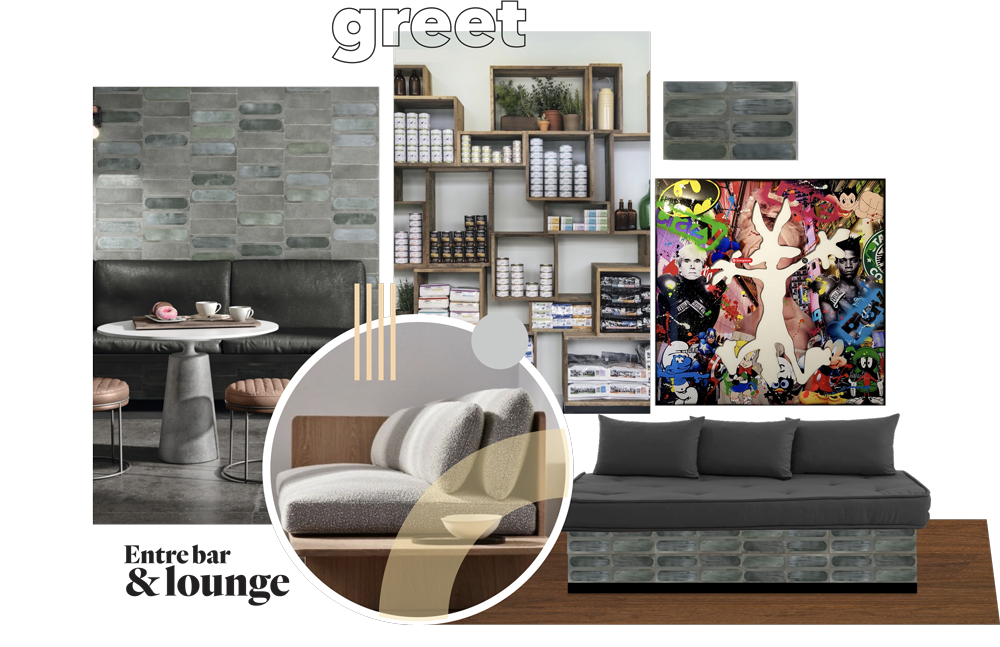 Moodboard d'inspiration pour la déco, le mobilier et les matériaux de l'hôtel Greet de Floirac