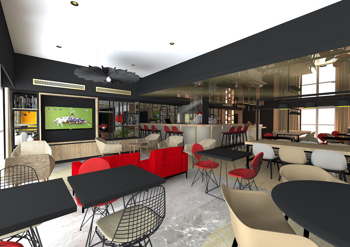 Projet architecture d'intérieur de l'espace petit déjeuner de l'hôtel ibis Paris