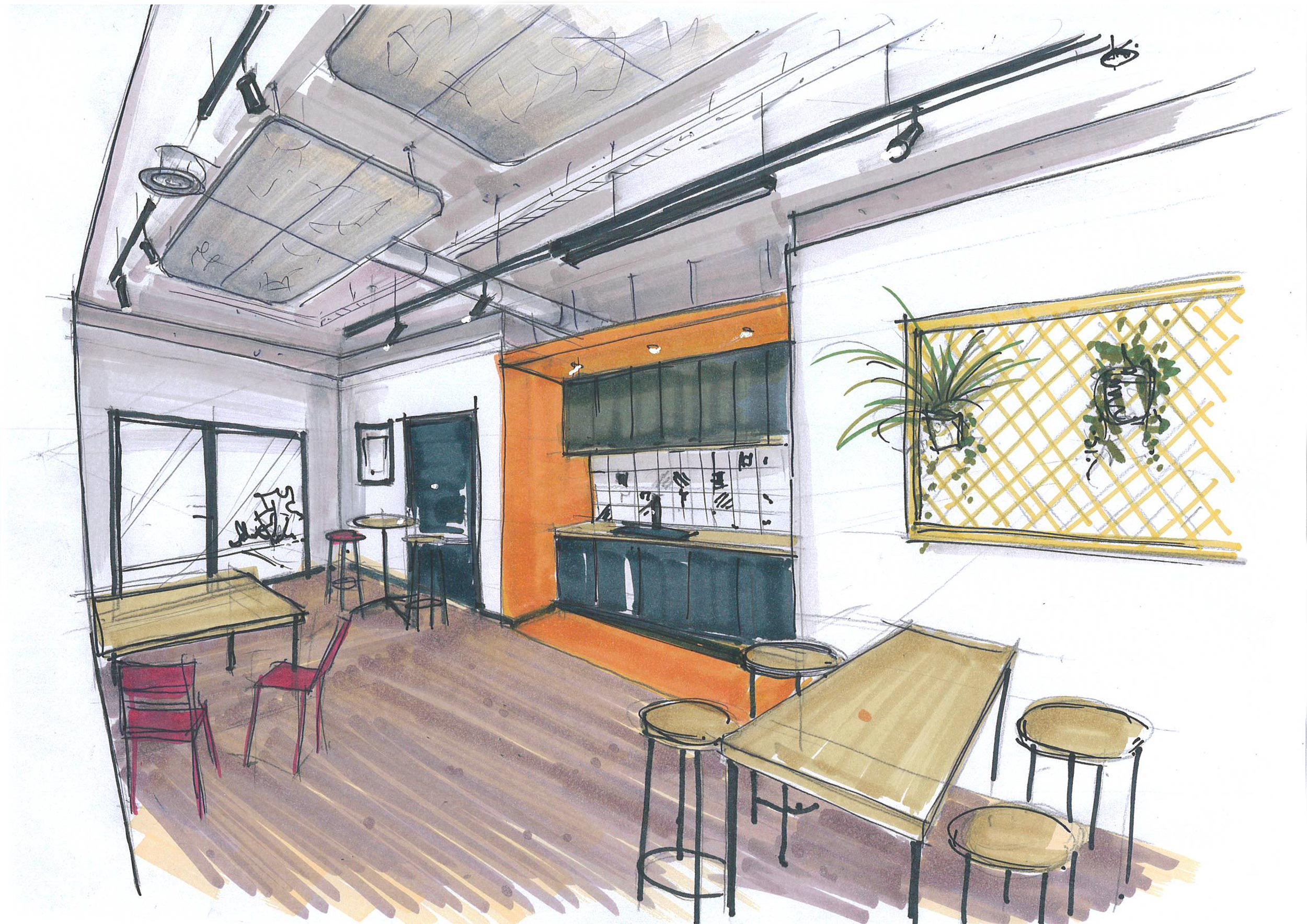 Visualisation de l'espace cafeteria de l'entreprise Boreas à La Rochelle