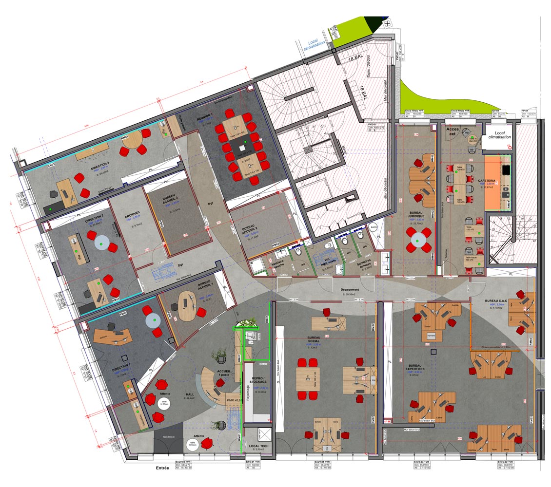 Plan d'aménagement et décoration des bureaux professionnels de l'entreprise Duo Solutions