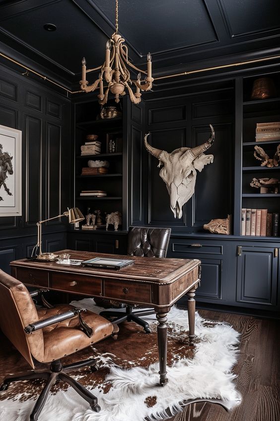 Décoration d'intérieur d'un bureau avec le style western gothique