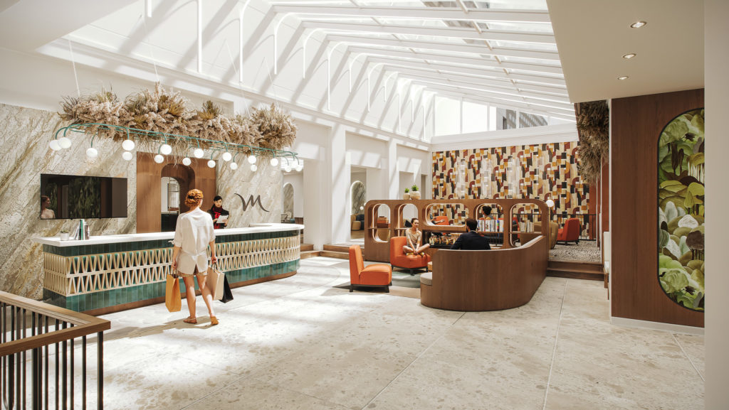 Décoration d'intérieur hall d'accueil hôtel mercure projet de rebranding.