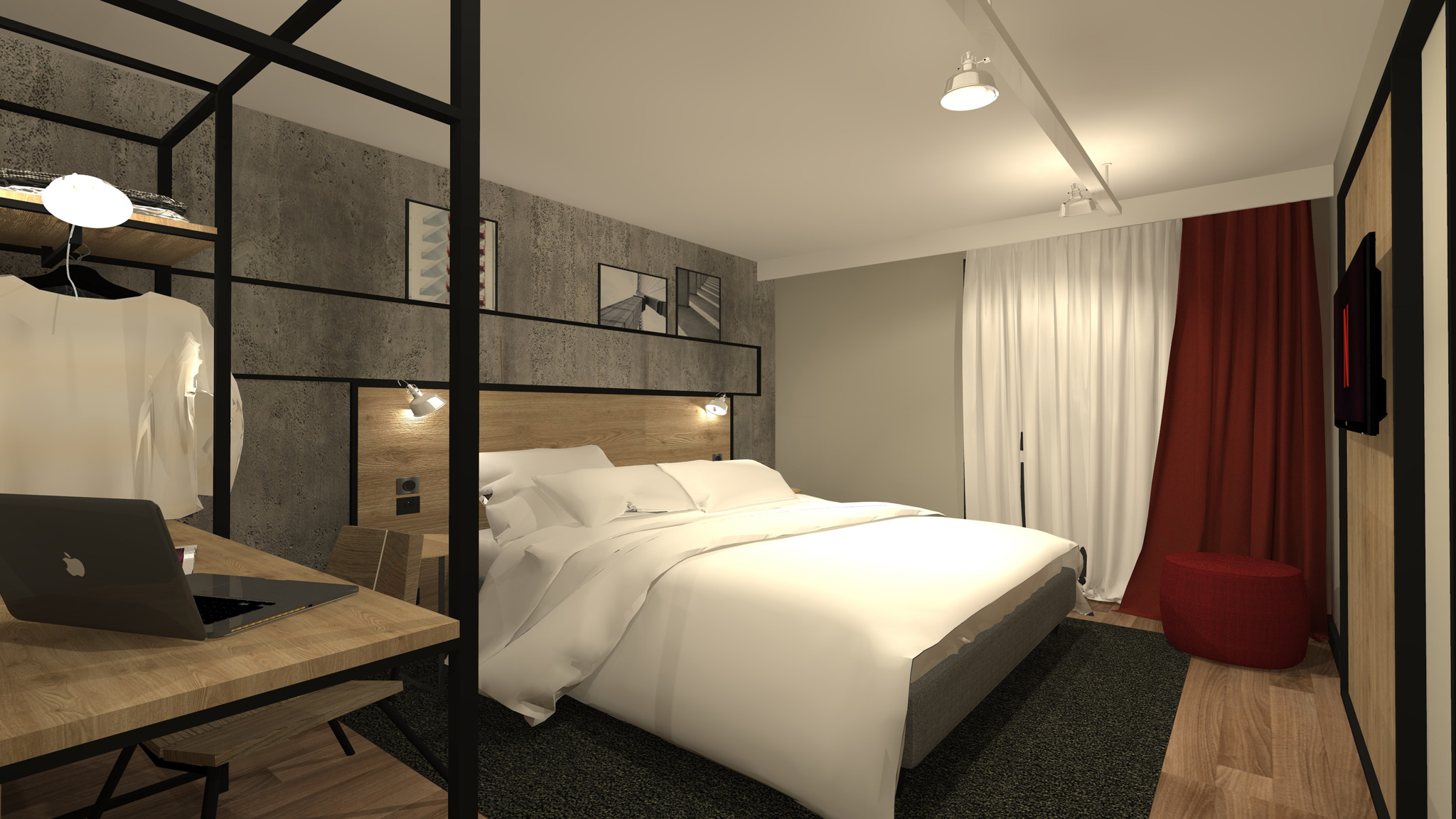Chambre hôtel Ibis Rouge concept Plaza.