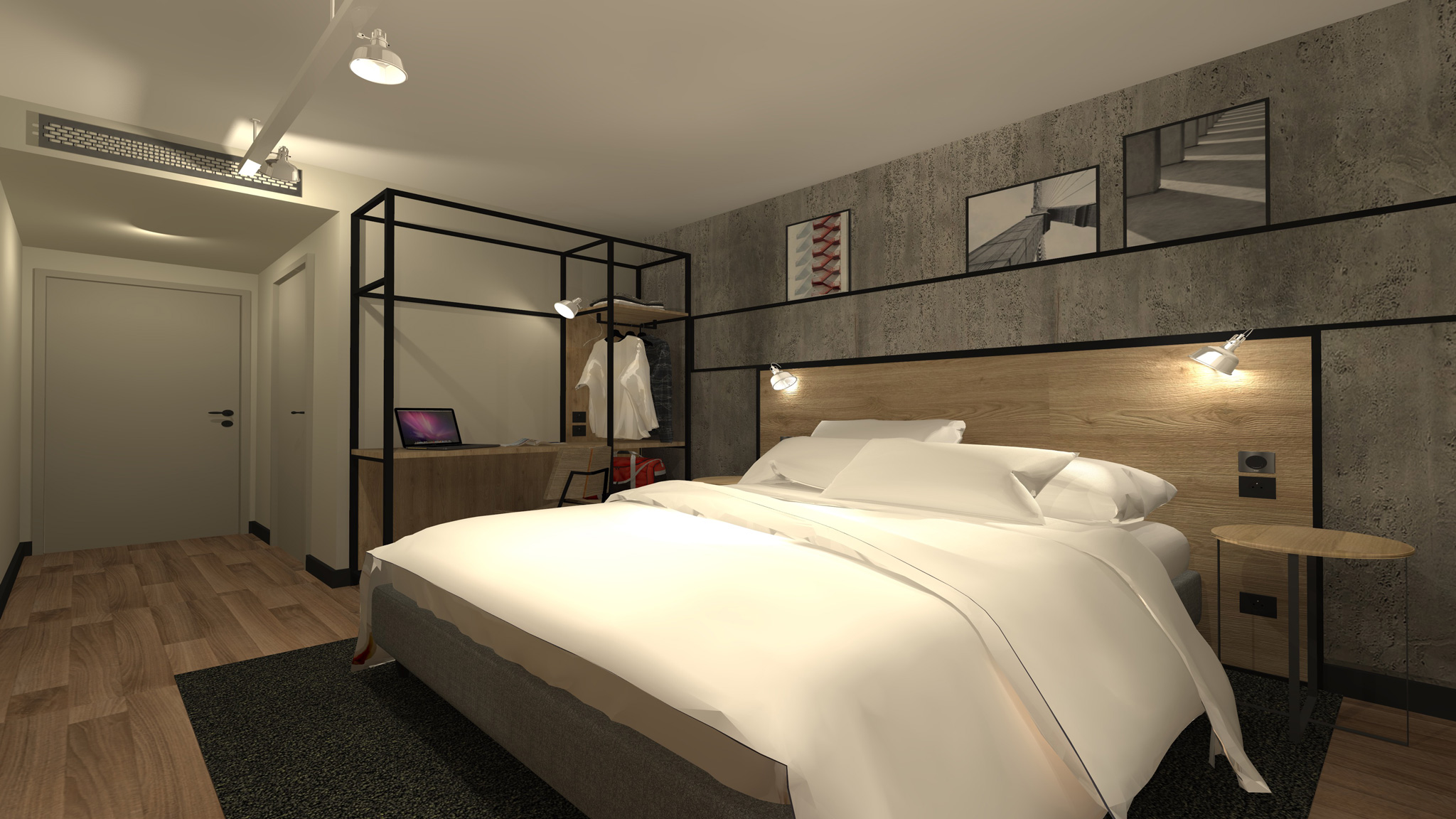 Chambre d'hôtel Ibis Rouge du GROUPE ACCOR sous le concept Plaza.