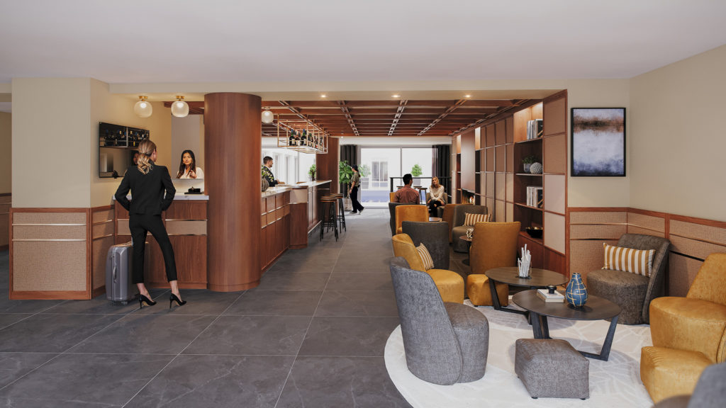 Services généraux et hall d'accueil de l'hôtel el yachtman dans le cadre d'un projet de rénovation.