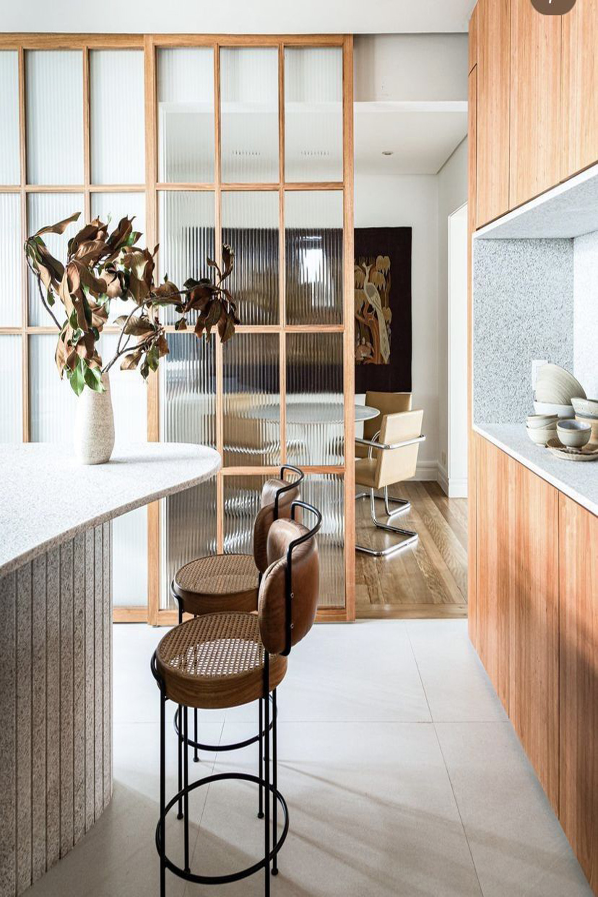 Porte verrière pour séparer la cuisine.