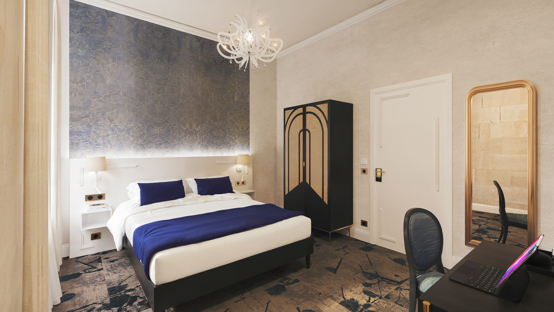 Perspective 3D des futures chambres de l'hôtel.